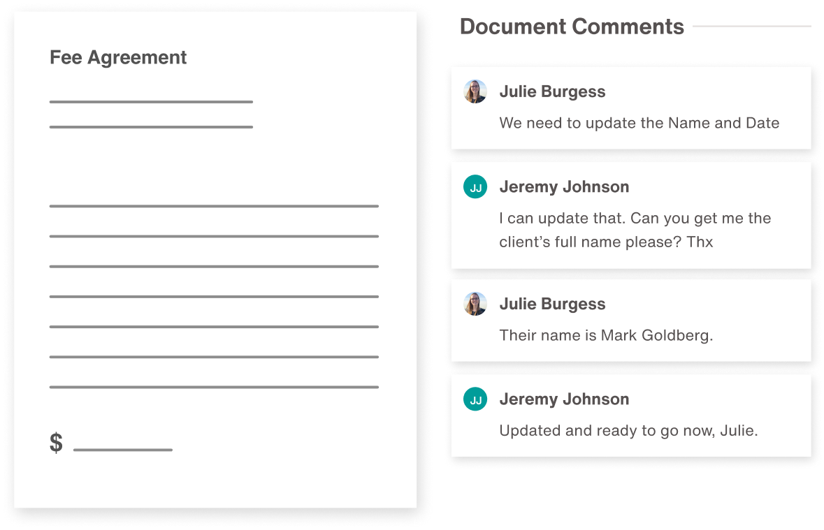 Fee agreement documents